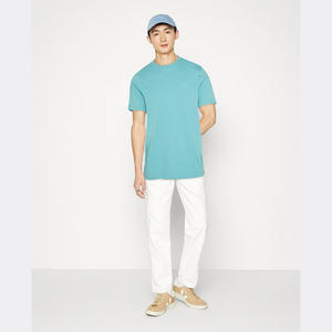 Venta caliente Camiseta de los hombres Color azul cielo Manga corta O Cuello Slim Fit Hombres adultos Ropa de verano Camisetas con etiqueta personalizada - Product Image 6