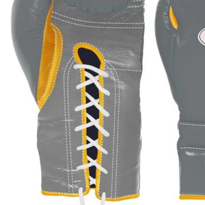 Gants de boxe à lacets Winning Gris Or Cuir véritable Gants de boxe professionnels pour l'entraînement et les combats de sparring Style japonais 8oz 10oz - Product Image 3