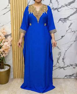 Gandoura africaine en rayonne brodée papillon, Abaya à manches longues, coupe ample, Kaftan pour femme, vêtement de tous les jours pour adultes - Product Image 5