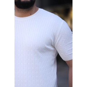T-SHIRT TRICOTÉ À COL BÉRET - BLANC - Product Image 3