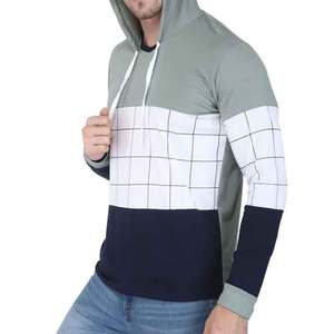 Sweat-shirts pour hommes sur mesure, taille adulte, coupe classique, 100% coton, design à fermeture éclair, techniques de broderie, usage hivernal, motif à carreaux - Product Image 2