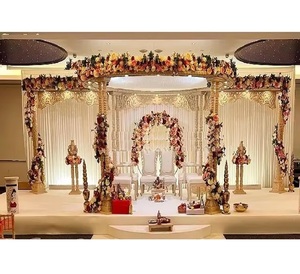 Palais de mariage traditionnel à double pilier Mandap Superbe cérémonie de mariage intérieure Mandap Décor de mariage indien du sud Vidhi Mandap - Product Image 1