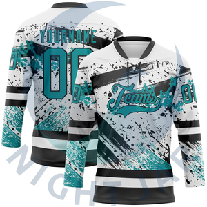 Conjuntos de Camisetas de Hockey sobre Hielo para Adultos al por Mayor, Cosidas, 100% Poliéster, Transpirables, de Secado Rápido, Anti-UV, con Nombre de Equipo Personalizado, Alta Calidad, OEM - Product Image 5
