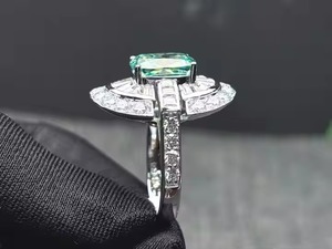 Anillo de bodas de plata de ley 925 para mujer con moissanita original de 4 quilates, cojín alargado azul océano, forma de diamante cortado - Product Image 4