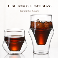 Tasse en verre borosilicate à double paroi de 120 ml, 260 ml, 320 ml, faite à la main, pour café, thé, boissons