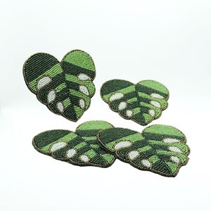 Posavasos con cuentas más valiosos, diseño de hojas verdes, cuentas de vidrio, posavasos sin poliéster, tapa para bebidas, vasos 2025 - Product Image 5