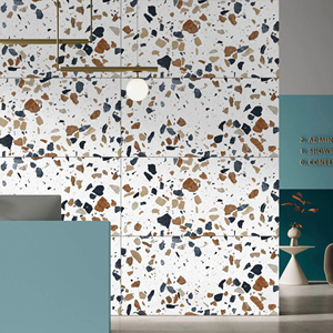 Azulejos de Porcelana Premium BENTON BIANCO con Acabado Tallado Estilo Terrazo - Product Image 1