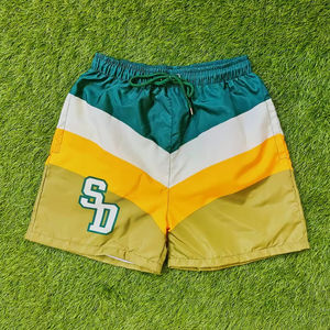 กางเกงว่ายน้ำขาสั้นผู้ชายกางเกงขาสั้นผ้าไนลอน100% เอวยางยืดน้ำหนักเบาสไตล์สตรีทสีพื้น - Product Image 1