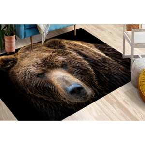 Tapis imprimé animaux sauvages - Design moderne, cool, ours brun, tapis fin non tissé - Product Image 3