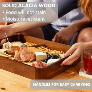 Bandeja de Servir de Madera Hecha a Mano con Acabado Natural, Construcción Resistente para Servir Aperitivos, Bebidas y Desayunos - Product Image 4