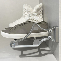 Emuca Zapatero Autoadhesivo de Acero y Plástico de Origen Español, Aluminio Pintado Modelo 6211225 para Armarios Interiores