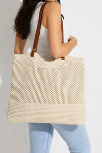 Bolso de Hombro Tejido para Mujer con Correa de Cuero, Bolso Tote Casual Elegante, Bolso de Ganchillo a la Moda, Bolso Tejido para Uso Diario - Product Image 5