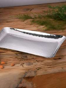 Bandeja de corte de acero inoxidable moderna Bandejas de plata Superficie martillada Artesanía Rectángulo y bandejas cuadradas - Product Image 5