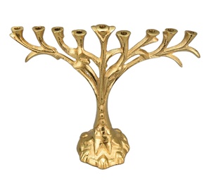 Chandelier Menorah en Laiton Doré Décoration de Noël Centre de Table de Mariage Porte-Bougie Décoration de Table Personnalisée - Product Image 1