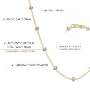 GOODSTONE Women's <b>925</b> <b>Sterling</b> <b>Silver</b> Yellow Gold Beaded <b>Chain</b> Necklace 14 Sizes Natural White Opal Wedding Gift Birthstone - Product Image 4