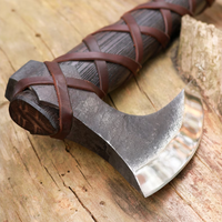 Hache Viking Ragnar à lame en acier à haute teneur en carbone, manche en bois de frêne, hache barbue forgée, pour survie en extérieur, camping, usage industriel