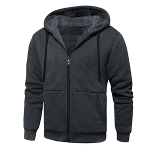 Winter Wholesale Thicken Warm Wool Jogging Zip Up <b>Men</b> Custom <b>Sherpa</b> Lined <b>Men's</b> <b>Fleece</b> Hoodies <b>Men</b> Hoodies - Product Image 3