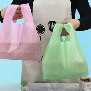 Sac de t-shirt en plastique épais de qualité supérieure jetable et réutilisable de haute qualité Shopping pratique beaucoup de couleurs pour l'emballage - Product Image 2