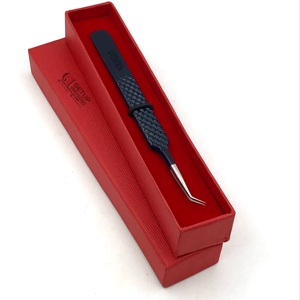 Pince à épiler pour extensions de cils en acier inoxydable de haute qualité, 45 degrés, revêtement en poudre Midnight, pointe lisse 10 mm, nouveau style, poignée diamant - Product Image 1