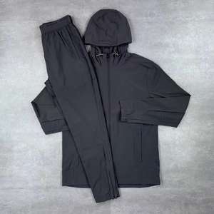 Conjunto Deportivo de Chándal Estilo Hip Hop para Hombre, Cortavientos, Pantalones Cargo, Otoño, Jogger, Color Negro Sólido, Diseño de Talla Grande para Invierno - Product Image 2