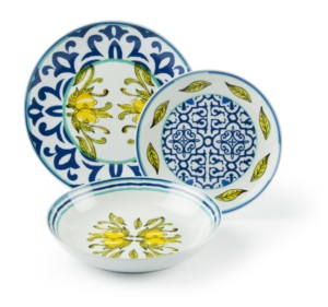Set di Stoviglie in Porcellana Design Italiano 18 Pezzi |   Limone d'Amalfi Mediterraneo |   Adatto alla lavastoviglie |   Excelsa - Product Image 1