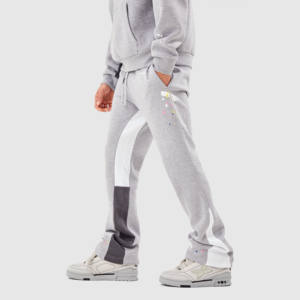 Wholesale OEM Service Men's Winter Casual Sweatpants-Eco-Friendly 100% Cotton Canvas Fleece Thickness <b>Elastic</b> Waist <b>Lace</b>-Up - Product Image 5