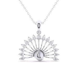 Colgante de diamante talla pera con diseño de pavo real de Bollywood, 1.40 ct, color E-F, VVS-VS, diamante cultivado en laboratorio, en oro de 14K, para regalo de aniversario nupcial. - Product Image 1