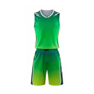 Grosir kustom sublimasi cetak kosong seragam basket desain pakaian olahraga setelan latihan sejuk seragam basket