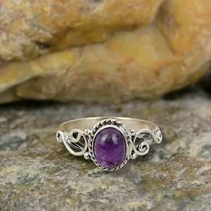 Haute qualité 925 argent Sterling plaqué naturel plaqué améthyste réglage 7x9mm bague à la main bijoux à la mode femmes bijoux - Product Image 1