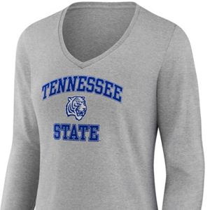 Ropa Personalizada para la Universidad Estatal, Camiseta Gris de Manga Larga con Cuello en V y Logotipo para Mujer, Estilo Casual Transpirable para Verano - Product Image 3