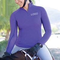 Nueva Llegada POWER HINT Camiseta de Polo de Carreras para Mujer, Estilo Western, con Media Cremallera, de Algodón, Compresión, Transpirable, Cuero Genuino