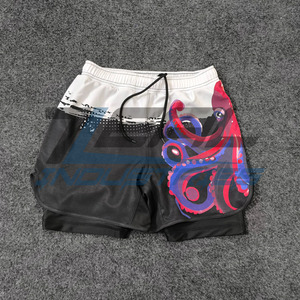Short double couche hybride 2 en 1 short hybride mma logos personnalisés tissu microstretch impression par sublimation fabriqué au Pakistan - Product Image 1