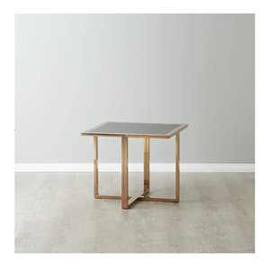 Table d'appoint moderne élégante en verre carré avec cadre en métal pour salle à manger, salon, bureau ou chambre à coucher - Product Image 1