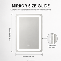 Kingstin Miroir Bain LED sur Mesure Miroir Intelligent Rétroéclairé, Miroir Maquillage Anti-Buée Bluetooth Horloge