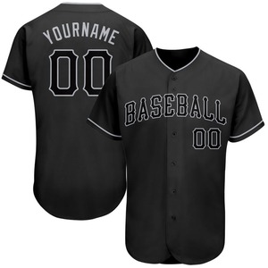 Camiseta de béisbol auténtica negra-gris personalizada - Product Image 1