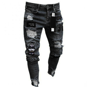 Nouveau design de jeans pour hommes, coupe slim personnalisée, pantalon en denim extensible - Product Image 3