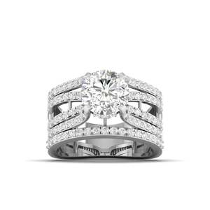 Anillo de diamantes de corte redondo geométrico de 1.51 quilates, color F, claridad VS, diamante cultivado en laboratorio en oro de 14 quilates, para novia, boda, compromiso, fiesta. - Product Image 3