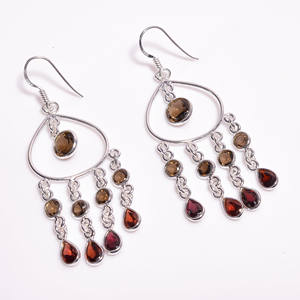 Wholesale Classic Style 925 Sterling <b>Silver</b> Fine Dangle <b>Earrings</b> Handmade with Gemstone <b>Drop</b> Wending <b>Silver</b> Jewelry - Product Image 2