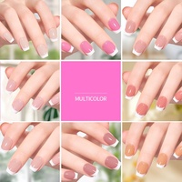 Uñas postizas acrílicas Aillsa profesionales de colores mixtos con punta francesa, forma de ataúd, cortas, con pegamento, pre-diseñadas