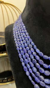 Collar con cuentas de tanzanita hecho a mano, joyería étnica de varias hebras de 6 capas con cuentas ajustables Dori & Fine de 3 8mm - Product Image 2