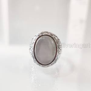 Anillo de Plata de Ley 925 para Hombre con Piedra Lunar Gris Natural, Gema del Mes de Junio, Todas las Tallas, Regalo de Navidad, Joyería - Product Image 4