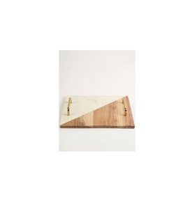 Plateau de service en marbre et bois Craft Valley - Élégant, durable, taille et couleur personnalisables pour les fruits, les desserts, les collations et les boissons - Product Image 1