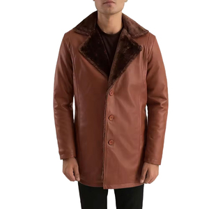 Blouson de moto en cuir bleu personnalisé pour homme, boutonnière formelle, coupe ample, fermeture éclair, poches enduites, tenue de soirée, tenue de bureau - Product Image 1
