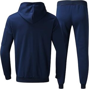 Sweat-shirt à capuche zippé pour hommes ensemble de 2 pièces vente en gros de tenues athlétiques de jogging à manches longues pour l'hiver avec logo - Product Image 2