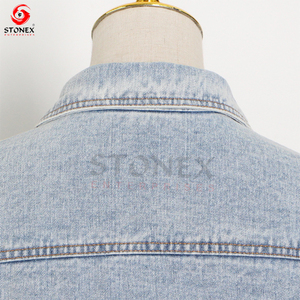 Chaqueta vaquera de nuevo diseño para mujer, chaqueta vaquera de manga larga con correa en la cintura, traje vaquero de color lavado, chaqueta vaquera informal ajustada para mujer - Product Image 5