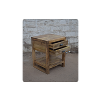 Meubles en bois de manguier vintage faits à la main sur mesure, table de chevet moderne à 2 portes, multifonctionnelle, hauteur réglable, couleur naturelle