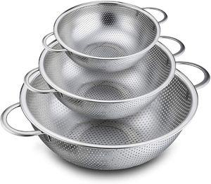 Passoire en acier inoxydable, aspect élégant, idéale pour servir les produits lavés, les pâtes, les légumes, les céréales, les tâches de cuisine quotidiennes. - Product Image 2
