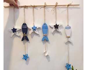 Decoración náutica elegante de peces de madera con talla de peces de madera pintada a mano adecuada para regalos de exportación y venta al por menor - Product Image 6