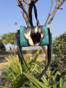 Sac fourre-tout en cuir de vachette occidental, cuir sculpté à la main, franges en cuir, sac à main élégant, sacs en cuir pour femmes, multi-usages - Product Image 4