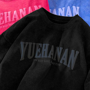 Verano 100% algodón de alta calidad Streetwear Vintage negro camiseta impresa suelta ajuste personalizado Puff estampado ácido lavado camiseta para hombres - Product Image 4
